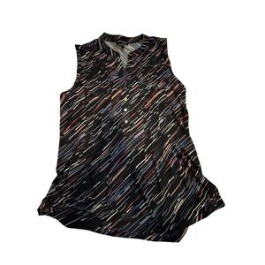 Ava Grace Womens Blouse Size Small Blue Floral Sleeveless Casual Lightweight